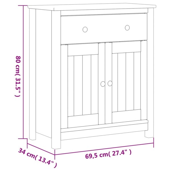 Mueble de baño BERG madera maciza de pino blanco 69,5x34x80 cm