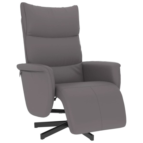 Sillón reclinable con reposapiés cuero sintético gris