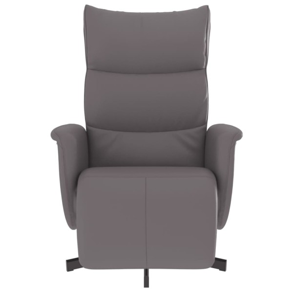 Sillón reclinable con reposapiés cuero sintético gris