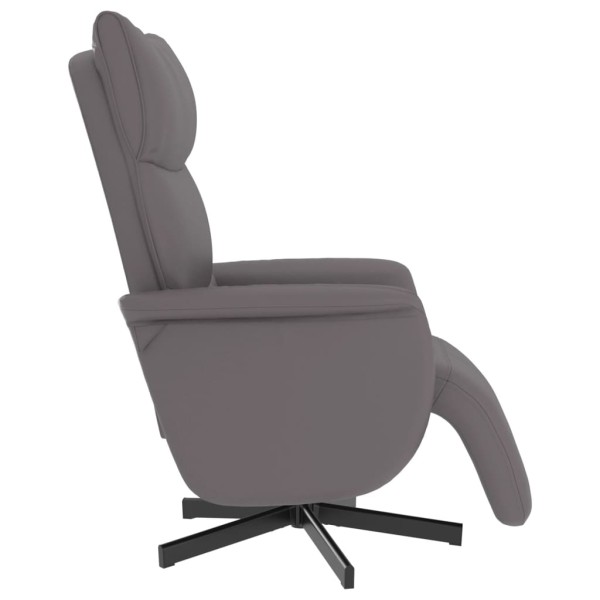 Sillón reclinable con reposapiés cuero sintético gris