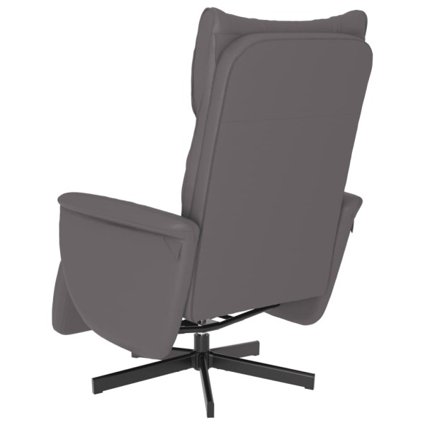 Sillón reclinable con reposapiés cuero sintético gris