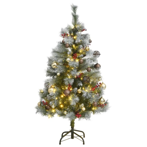 Árbol Navidad artificial con bisagras 150 LED y bolas 120 cm