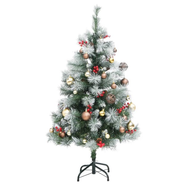 Árbol Navidad artificial con bisagras 150 LED y bolas 120 cm