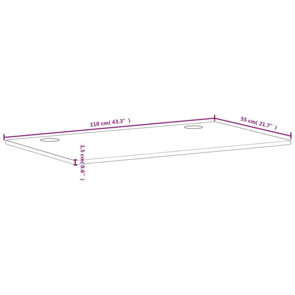 Tablero de escritorio madera maciza de haya 110x55x1,5 cm