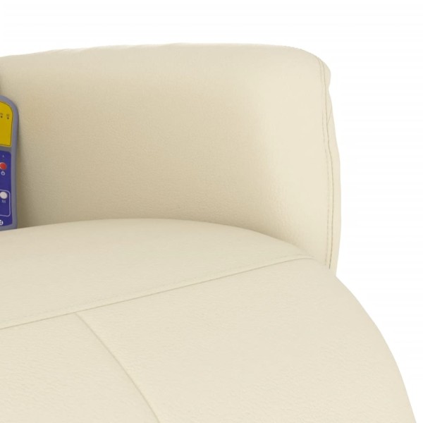 Sillón reclinable masaje con reposapiés cuero sintético crema