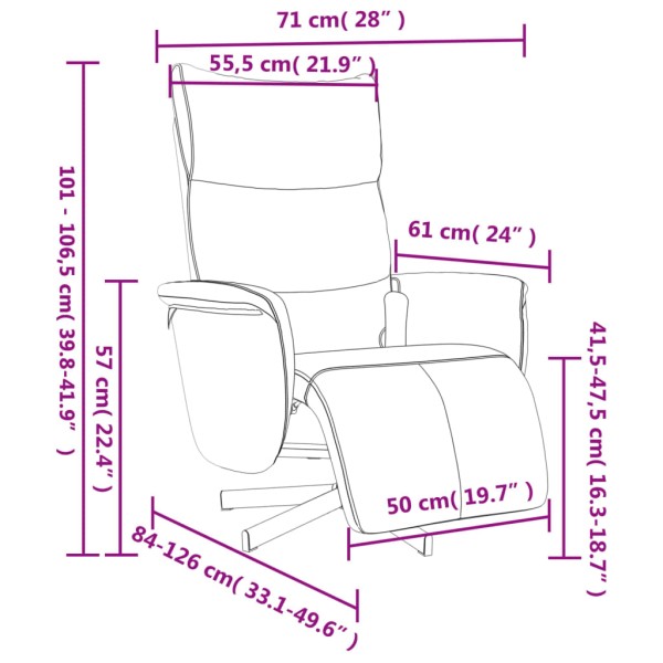 Sillón reclinable masaje con reposapiés cuero sintético crema