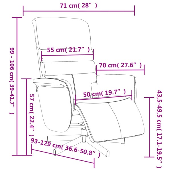 Sillón reclinable masaje con reposapiés cuero sintético marrón