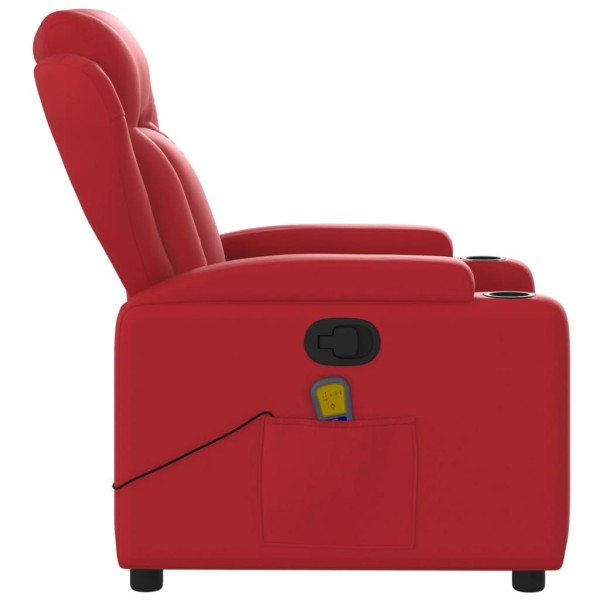 Sillón de masaje reclinable cuero sintético rojo