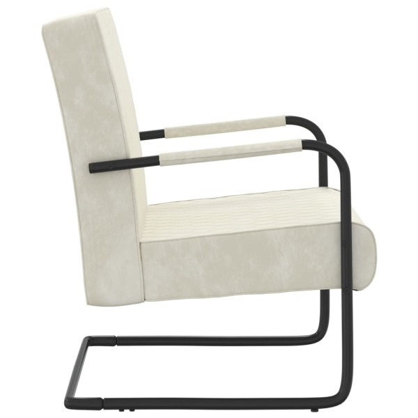 Silla voladiza de terciopelo blanco crema