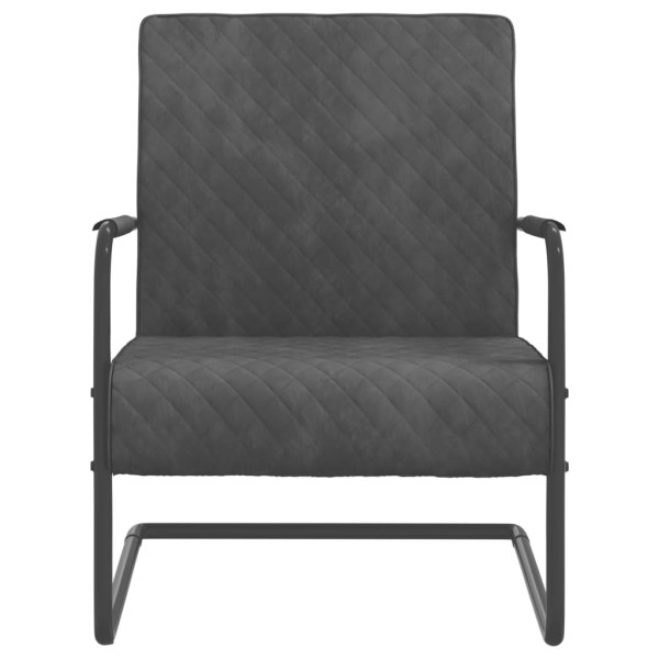 Silla voladiza de terciopelo gris oscuro