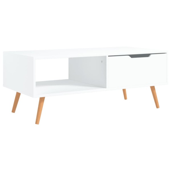 Mesa de centro de madera contrachapada blanco 100x49,5x43 cm