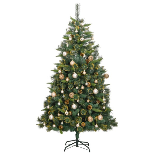 Árbol de Navidad artificial con bisagras 300 LED y bolas 180 cm