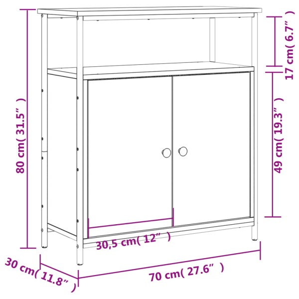 Aparador de madera de ingeniería negro 70x30x80 cm