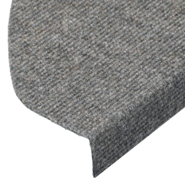 Alfombrilla autoadhesiva de escalera 15 uds gris 65x22,5x3,5 cm