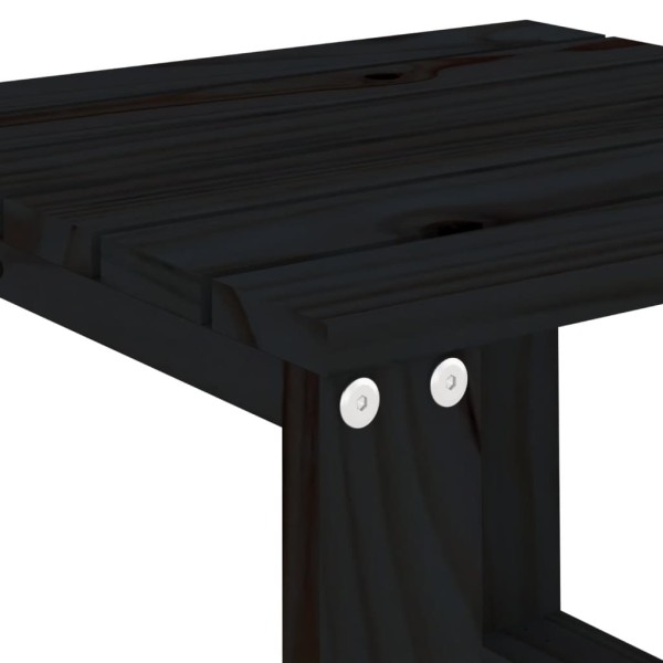 Tumbonas con mesa 2 uds madera maciza de pino negro