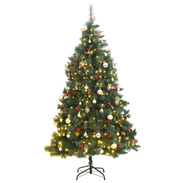 Árbol de Navidad artificial con bisagras 300 LED y bolas 240 cm