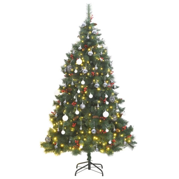 Árbol de Navidad artificial con bisagras 300 LED y bolas 210 cm