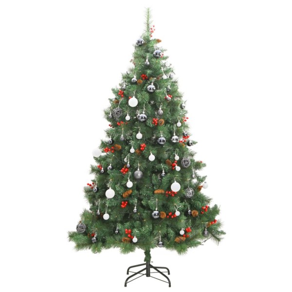 Árbol de Navidad artificial con bisagras 300 LED y bolas 210 cm