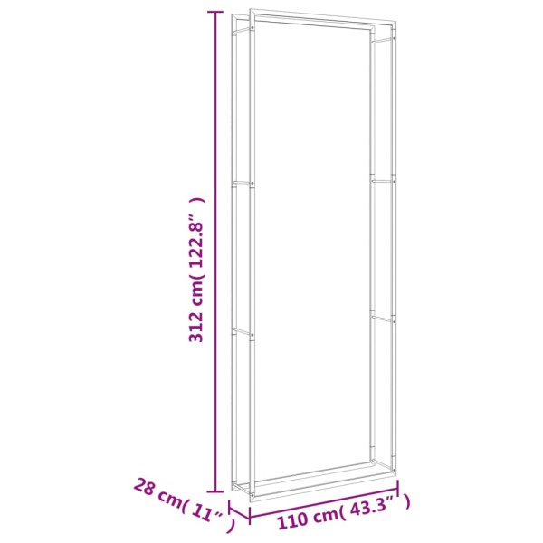 Estante para leña acero inoxidable 110x28x312 cm