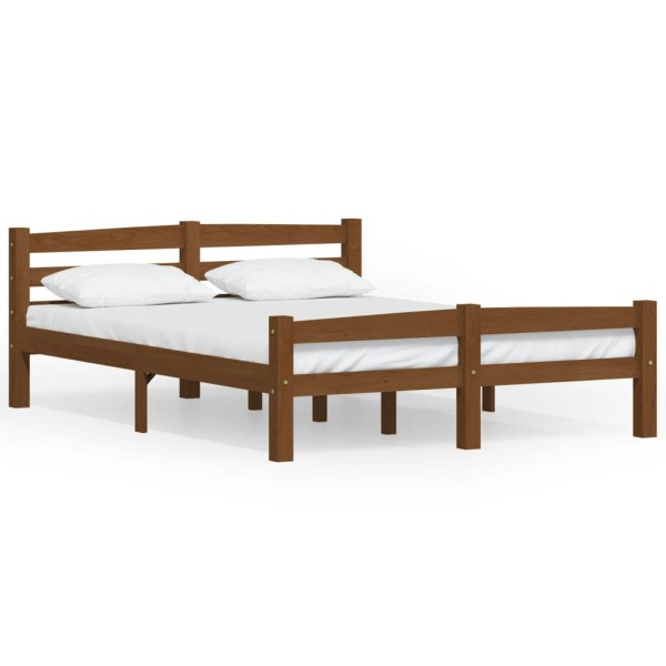 Estructura de cama madera maciza pino marrón miel 140x200 cm