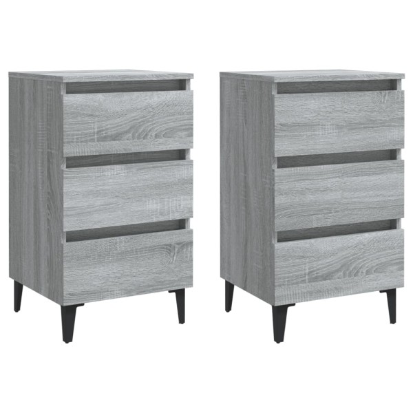 Mesitas de noche 2 uds con patas metal gris Sonoma 40x35x69 cm