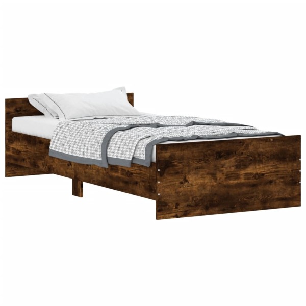 Estructura de cama madera contrachapada roble humo 100x200 cm