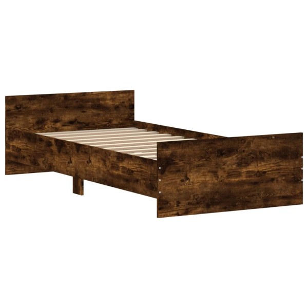 Estructura de cama madera contrachapada roble humo 100x200 cm