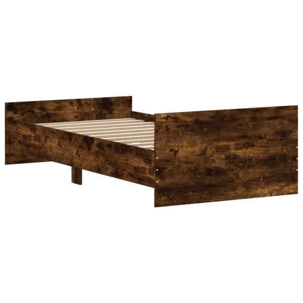 Estructura de cama madera contrachapada roble humo 100x200 cm