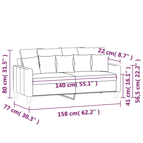 Sofá de 2 plazas de terciopelo verde oscuro 140 cm