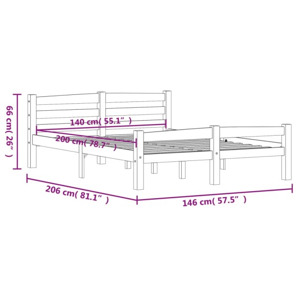 Estructura de cama madera maciza pino marrón miel 140x200 cm