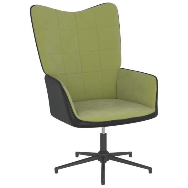 Silla de relajación con reposapiés terciopelo y PVC verde claro