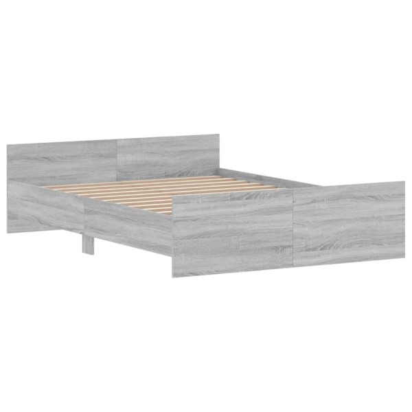 Estructura de cama con cabecero piecero gris Sonoma 135x190 cm