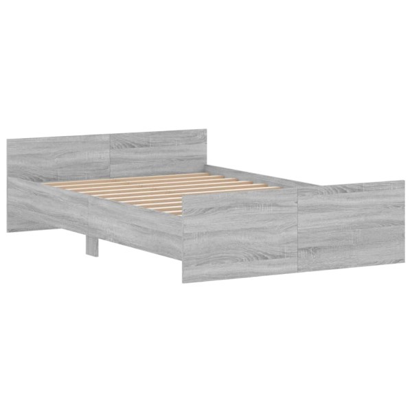 Estructura de cama con cabecero piecero gris Sonoma 120x190 cm