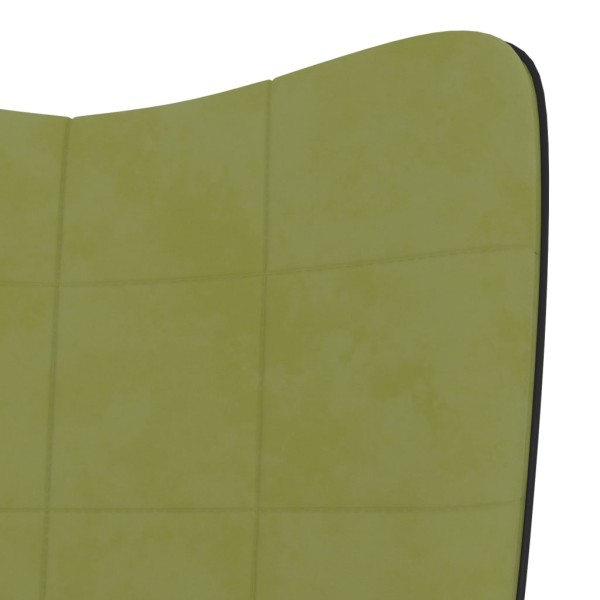 Silla de relajación con reposapiés terciopelo y PVC verde claro