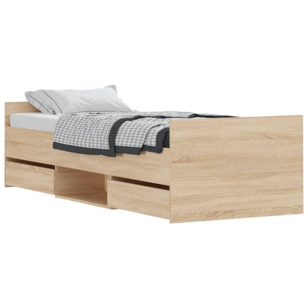 Estructura de cama con cabecero piecero roble Sonoma 75x190 cm