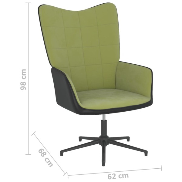 Silla de relajación con reposapiés terciopelo y PVC verde claro