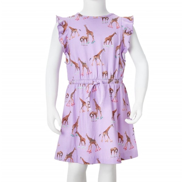 Vestido infantil mangas con volantes cordón lila 116