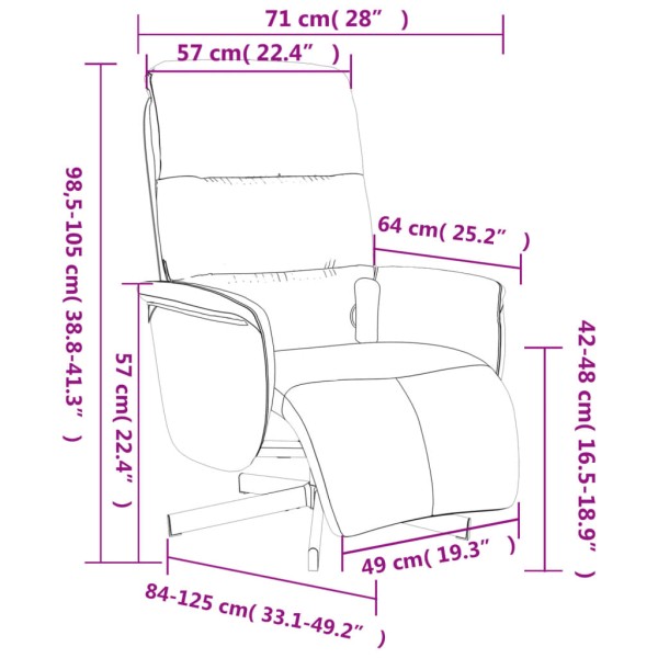 Sillón reclinable de masaje con reposapiés tela color crema