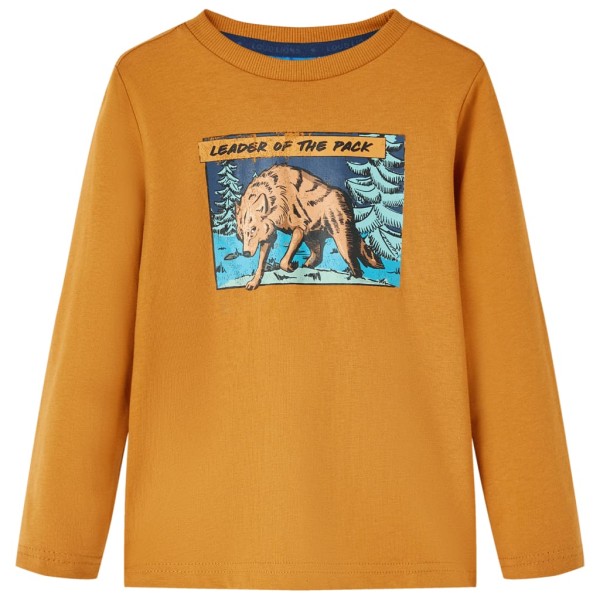 Camiseta de niños con manga larga ocre oscuro 92