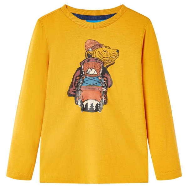 Camiseta para niños de manga larga color ocre 140