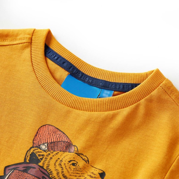 Camiseta para niños de manga larga color ocre 140