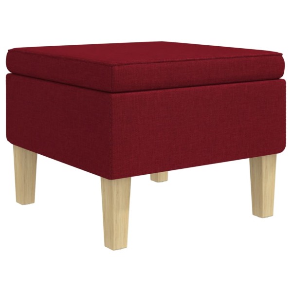 Taburete con patas de madera tapizado tela rojo tinto