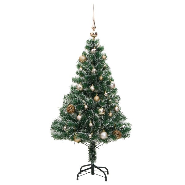 Árbol de Navidad artificial con 150 LEDs bolas y nieve 120 cm