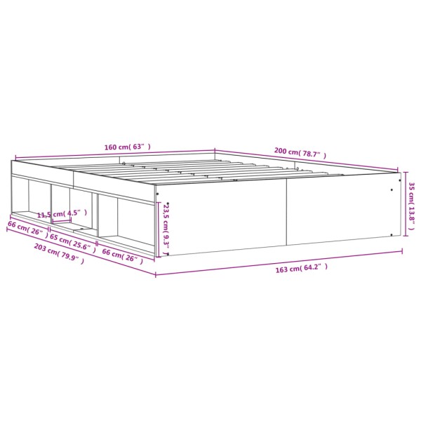 Estructura de cama blanca 160x200 cm