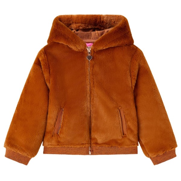 Chaqueta con capucha para niños pelo sintético color coñac 140