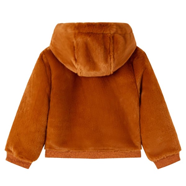 Chaqueta con capucha para niños pelo sintético color coñac 140