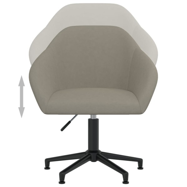 Silla de comedor giratoria de terciopelo gris claro