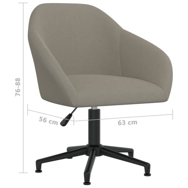 Silla de comedor giratoria de terciopelo gris claro