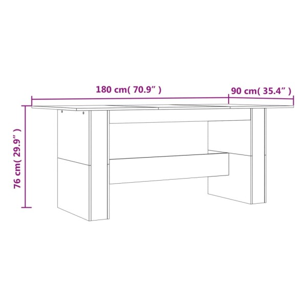 Mesa de comedor madera de ingeniería Sonoma gris 180x90x76 cm