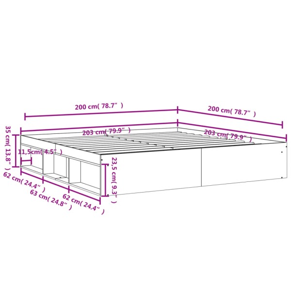 Estructura de cama gris hormigón 200x200 cm